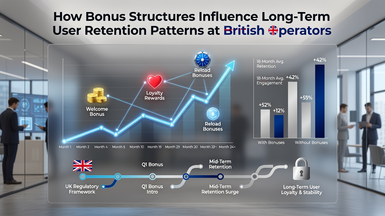 Chart showing retention rates across different bonus structures at British betting operators