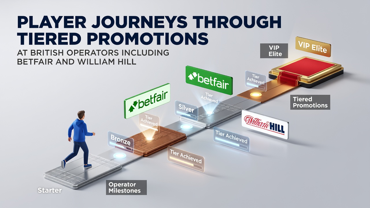 Bettors engaging with tiered promotion interfaces on Betfair and William Hill platforms