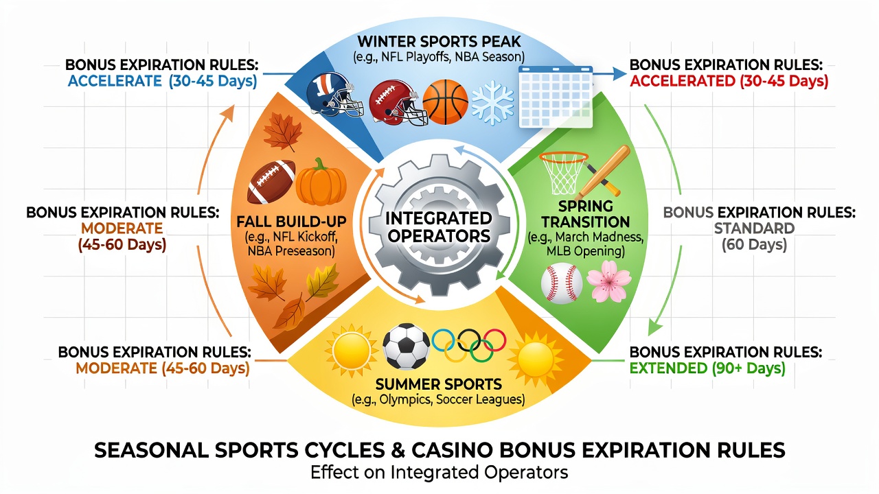 Data charts illustrating seasonal fluctuations in bonus expiry periods across integrated gaming operators